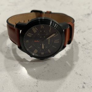Mens Fossil Watch Brown Leather Strap